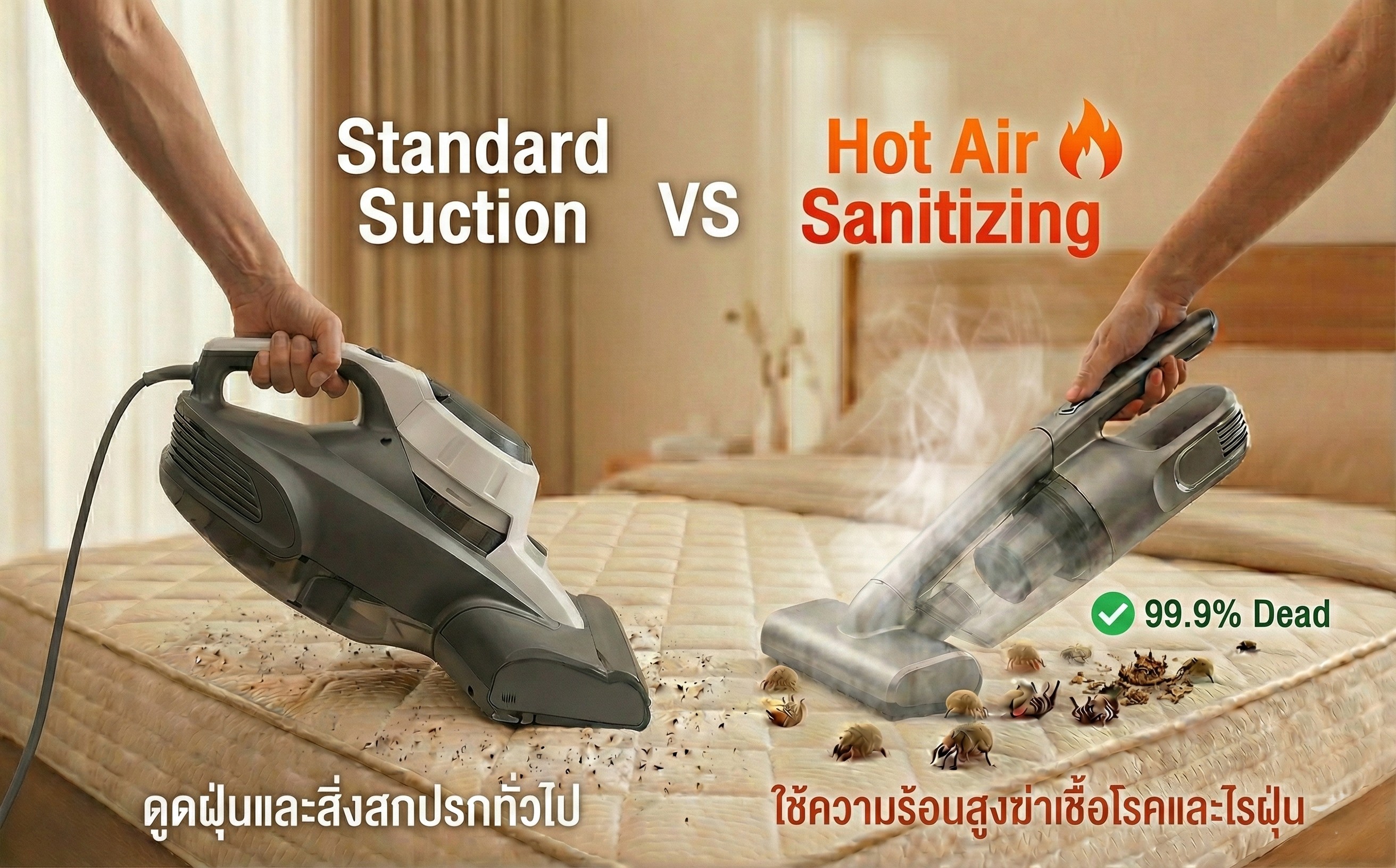 เครื่องดูดไรฝุ่นมีลมร้อนฆ่าเชื้อ